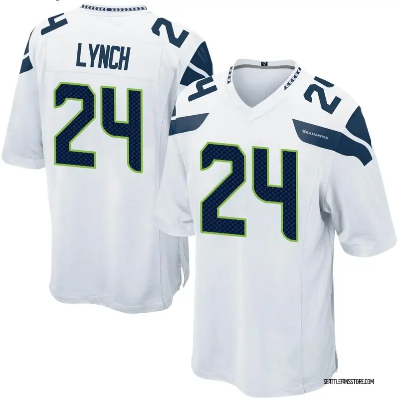 Men's White Game Marshawn Lynch Seattle Jersey