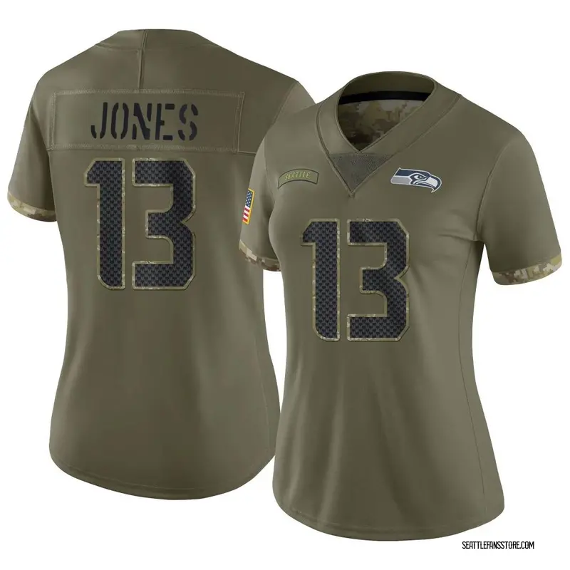 Women's Olive Limited Josh Jones Seattle 2022 Salute To Service Jersey